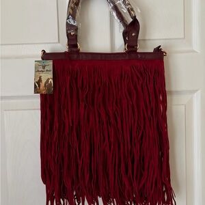 Elegant Maroon Fringe Shoulder Bag